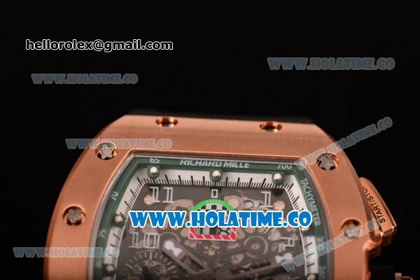 Richard Mille RM005 FM Asia Automatic Rose Gold Case with Skeleton Dial and Green Inner Bezel - Click Image to Close